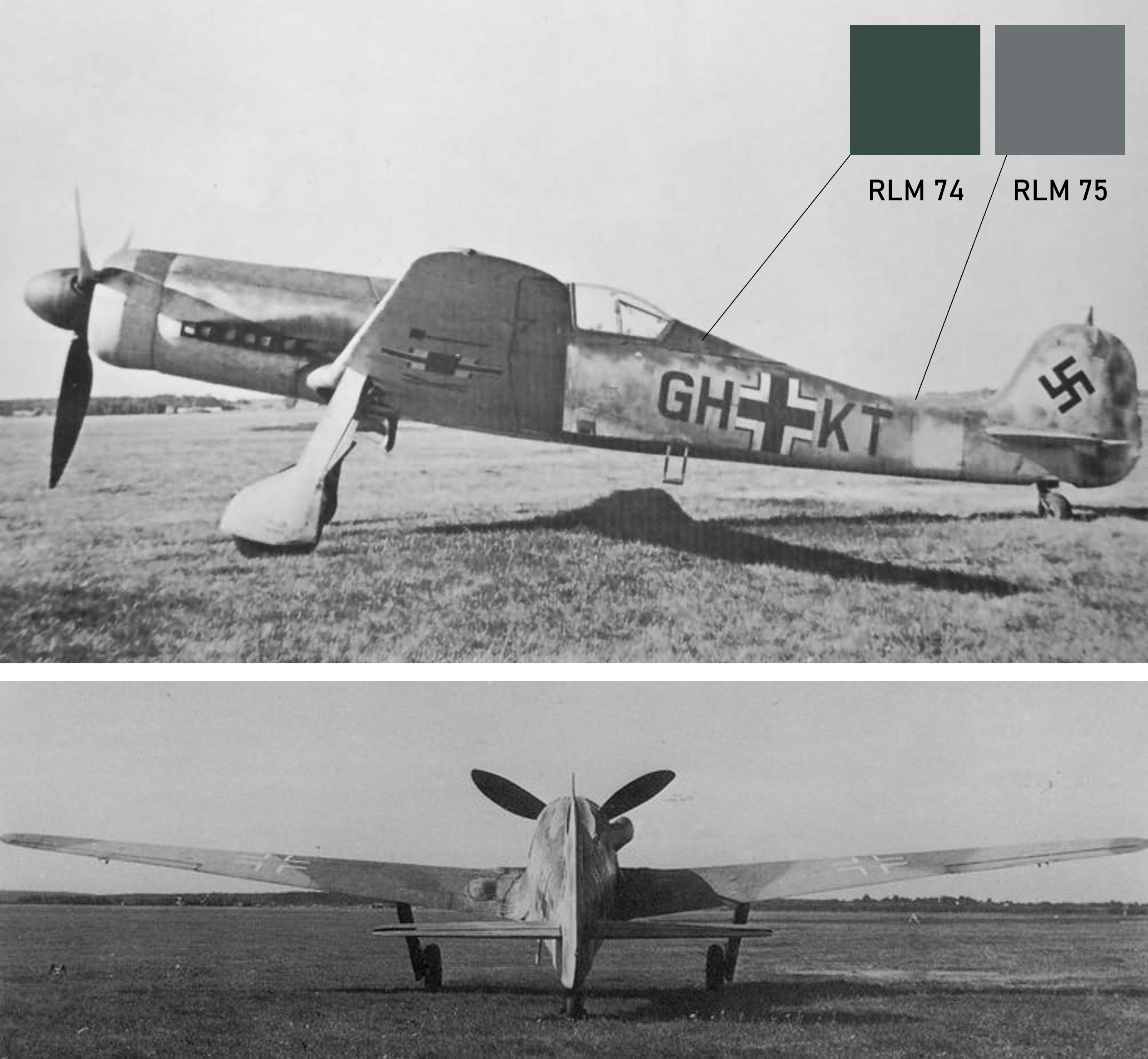 The Ta 152 H prototype: Fw 190 V30 (GH+KT). Note the upper wings camouflage scheme.