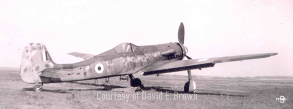 Rear three-quarter view of "Green 9" taken at Schleswig on 14 July 1945 by P/O Steve Butte of RCAF 403 Squadron (the date is confirmed in his flight book).